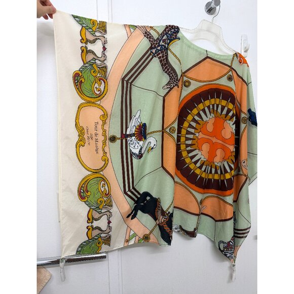 NEW Tory Burch Carousel Beach Caftan Top Cover Up Tunic Peach Orange Animal M - Picture 5 of 14